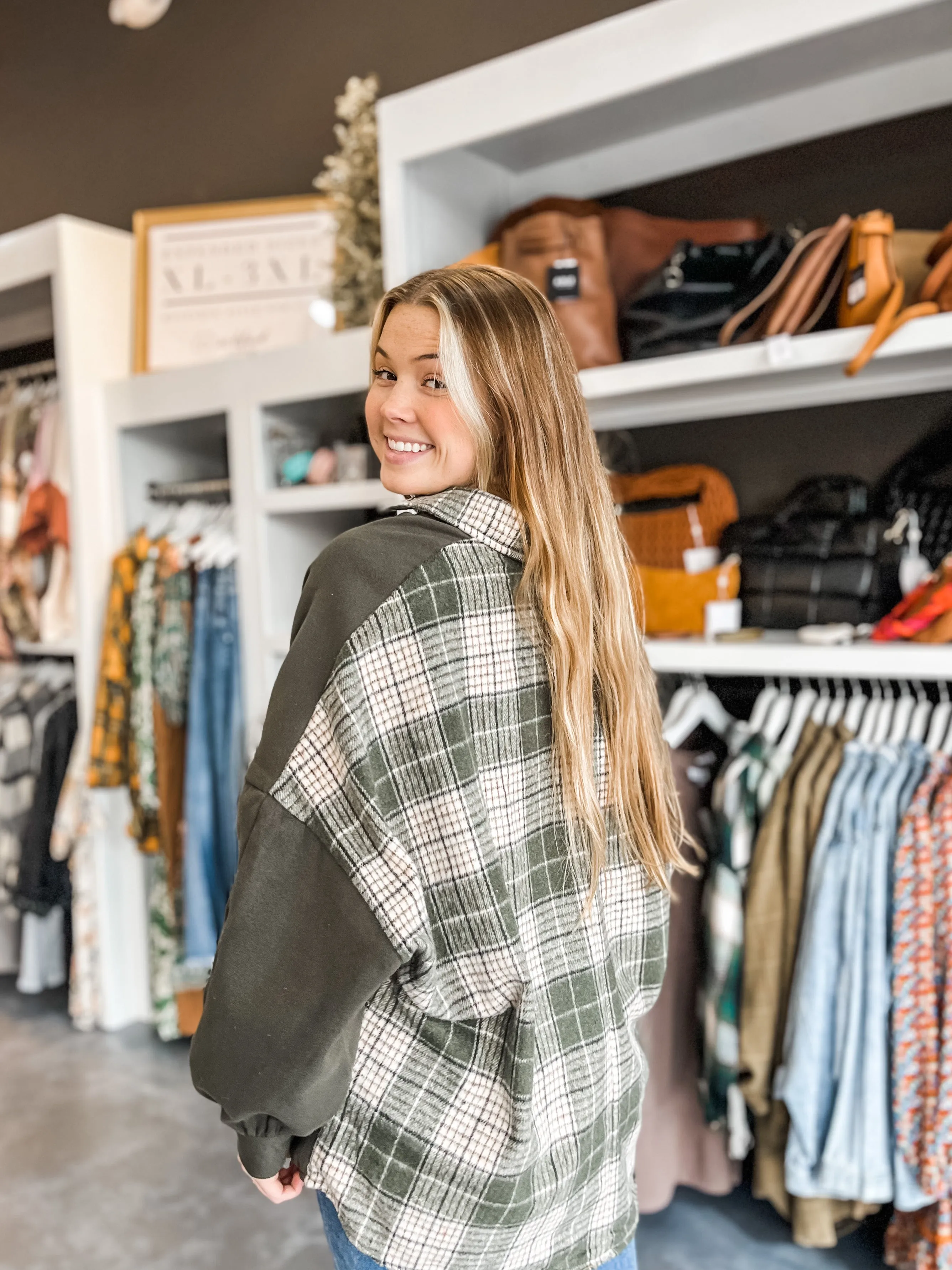 Mixed Plaid Print Shacket