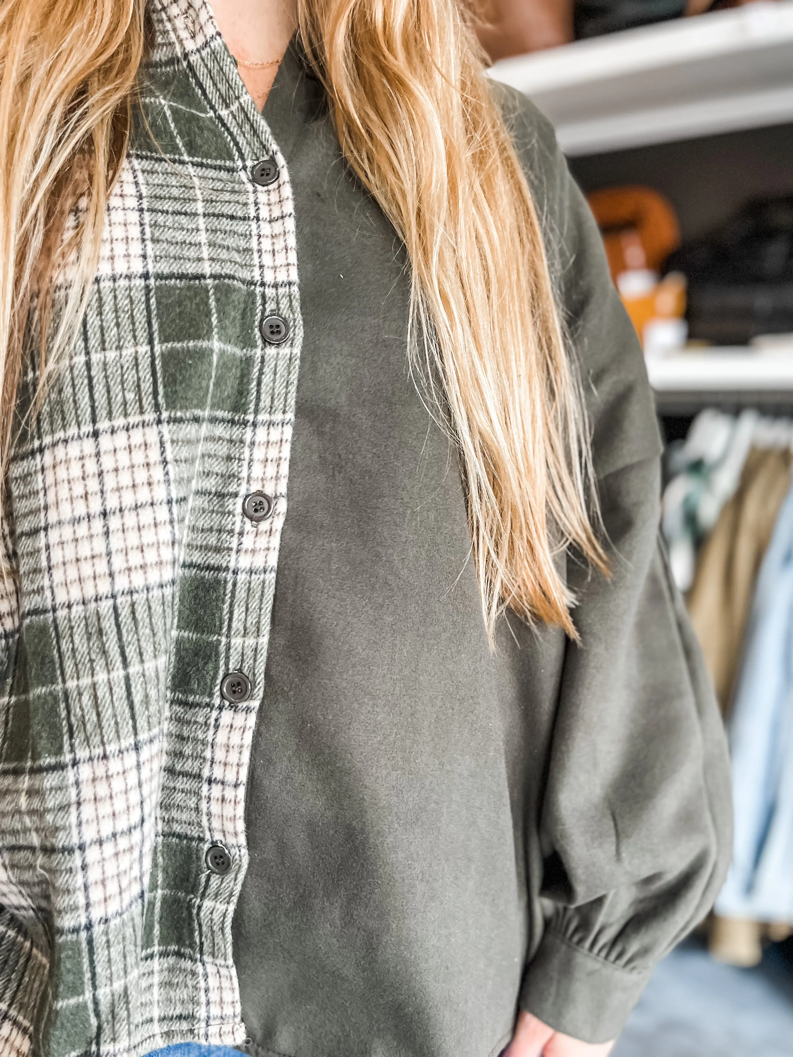 Mixed Plaid Print Shacket