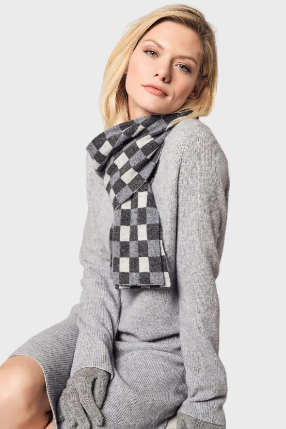 Modern Checkered Cashmere Scarf