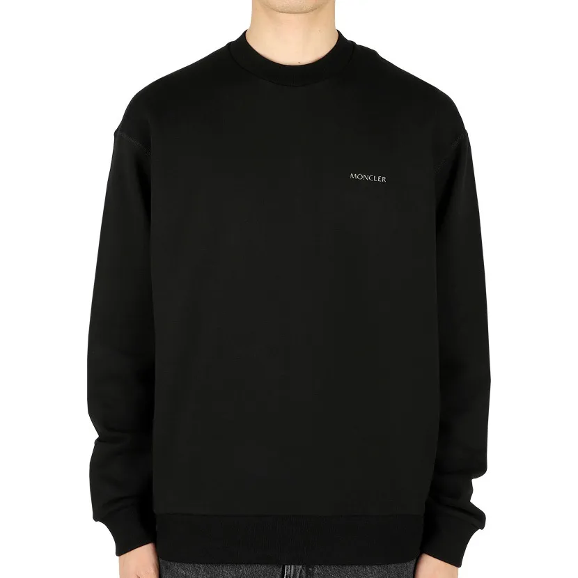 MONCLER  |Crew Neck Long Sleeves Plain Cotton Logo Sweatshirts