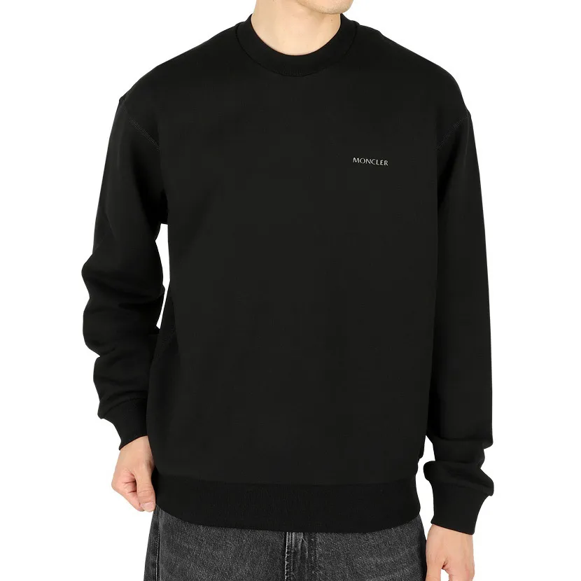 MONCLER  |Crew Neck Long Sleeves Plain Cotton Logo Sweatshirts