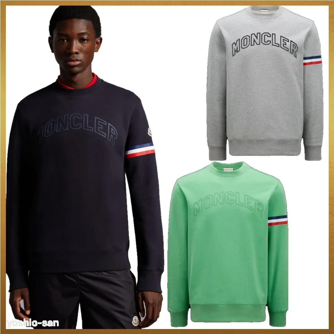 MONCLER  |Crew Neck Street Style Long Sleeves Cotton Logo