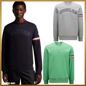 MONCLER  |Crew Neck Street Style Long Sleeves Cotton Logo