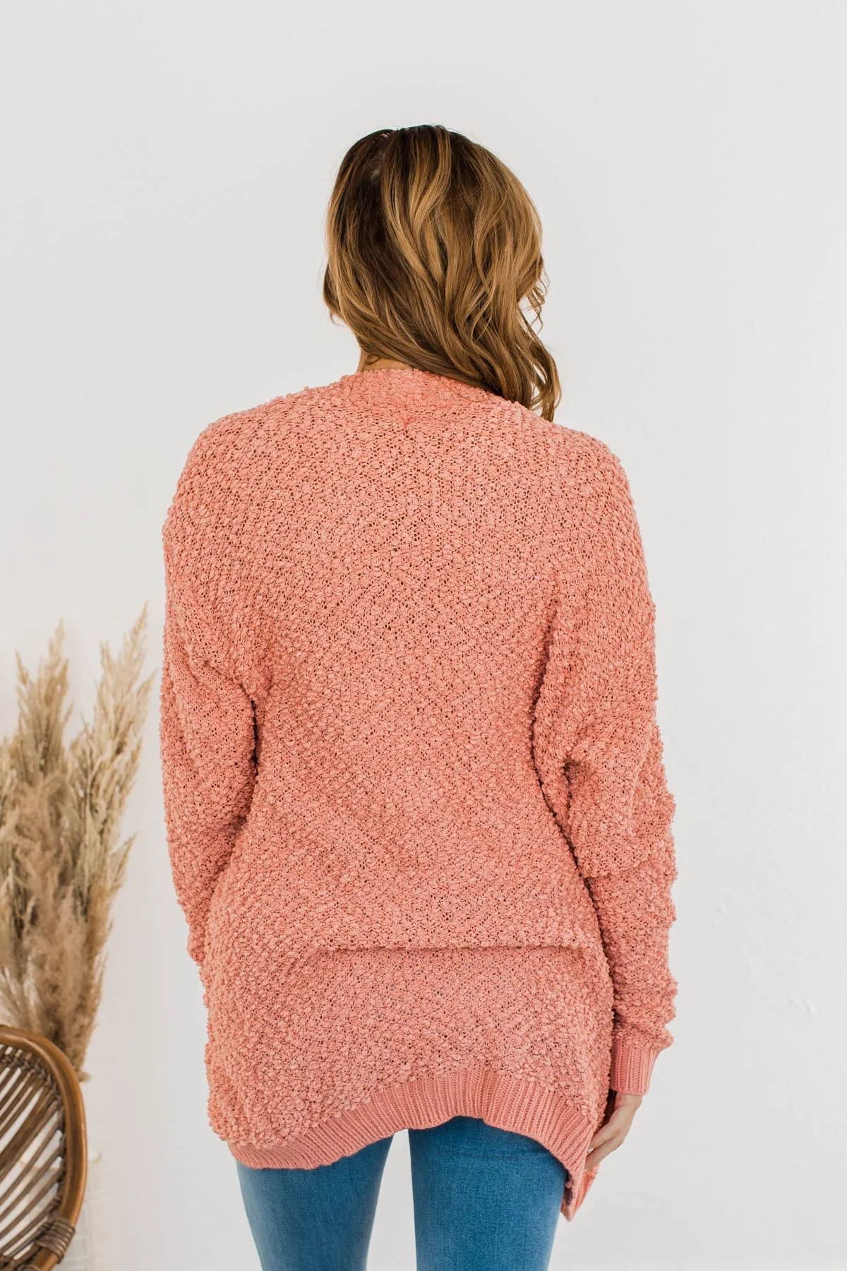 Movie Date Popcorn Knit Cardigan- Dusty Peach