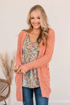 Movie Date Popcorn Knit Cardigan- Dusty Peach