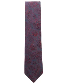 Navy and Fuchsia Paisley Silk and Wool Tie