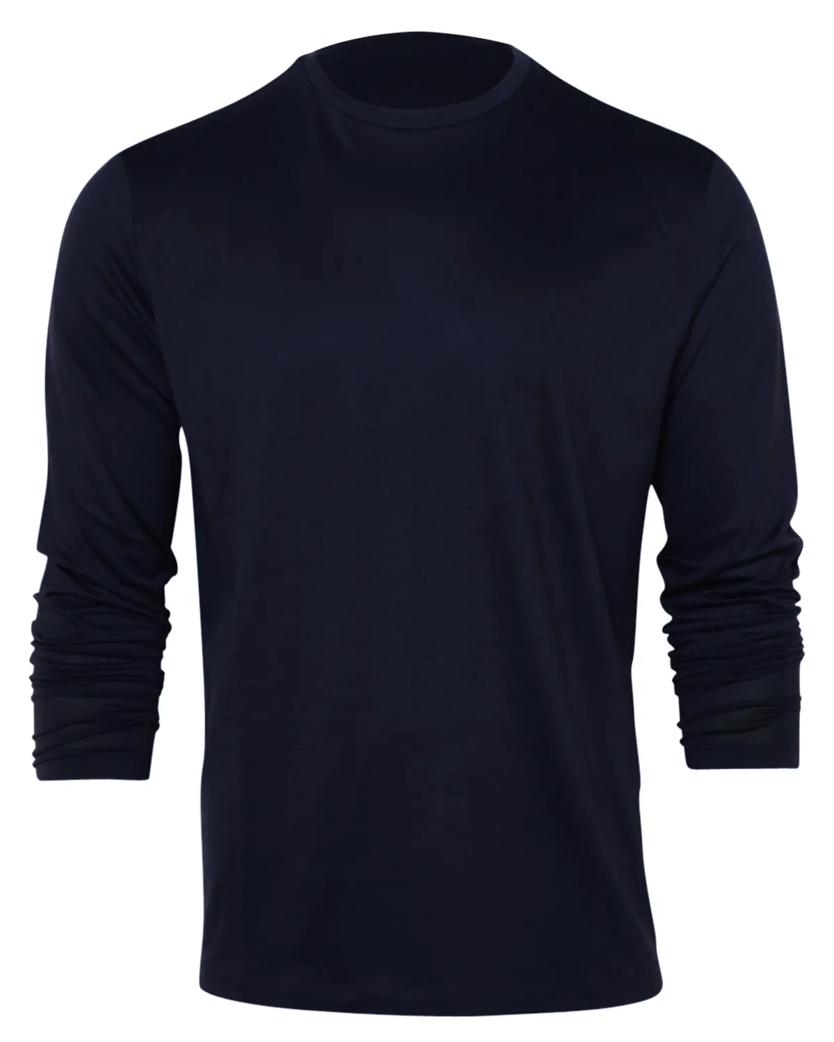 Navy Blue Long Sleeve Wool Jersey T-Shirt