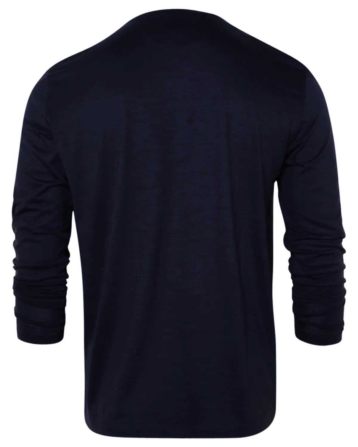 Navy Blue Long Sleeve Wool Jersey T-Shirt