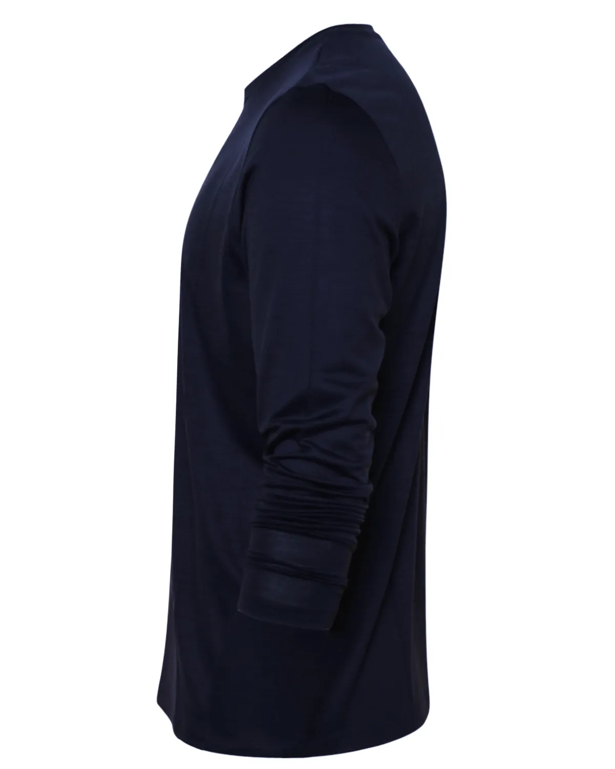 Navy Blue Long Sleeve Wool Jersey T-Shirt