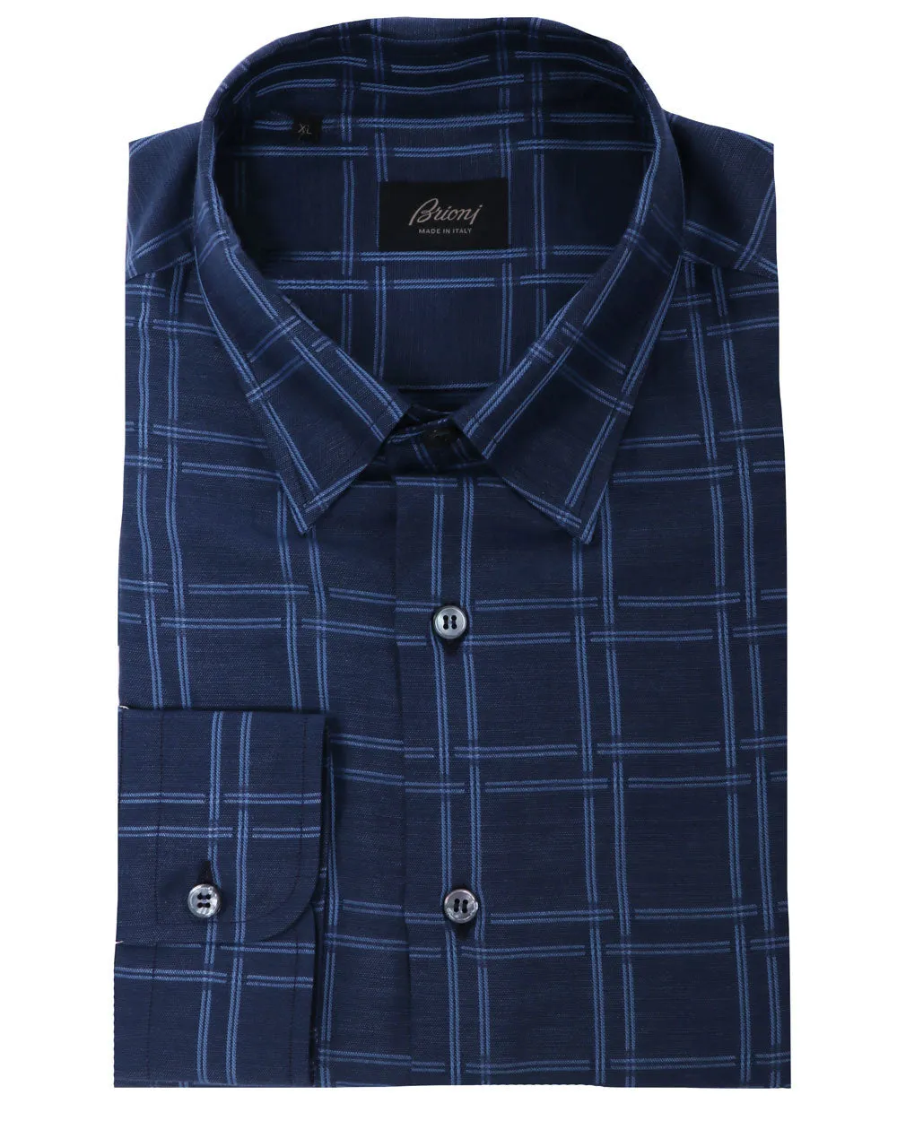 Navy Blue Macro Check Sportshirt