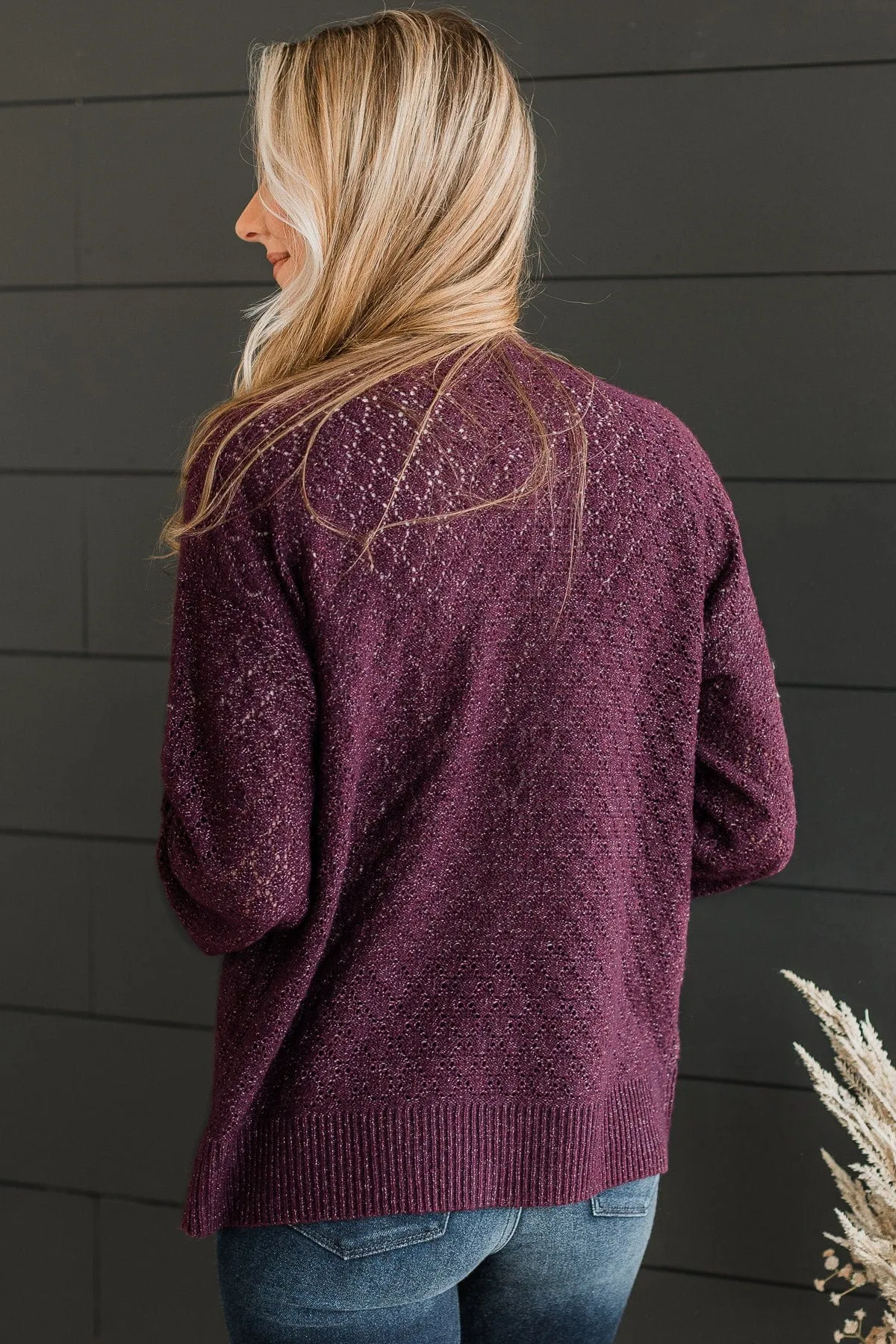 Never Change Knit Button Cardigan- Dark Plum