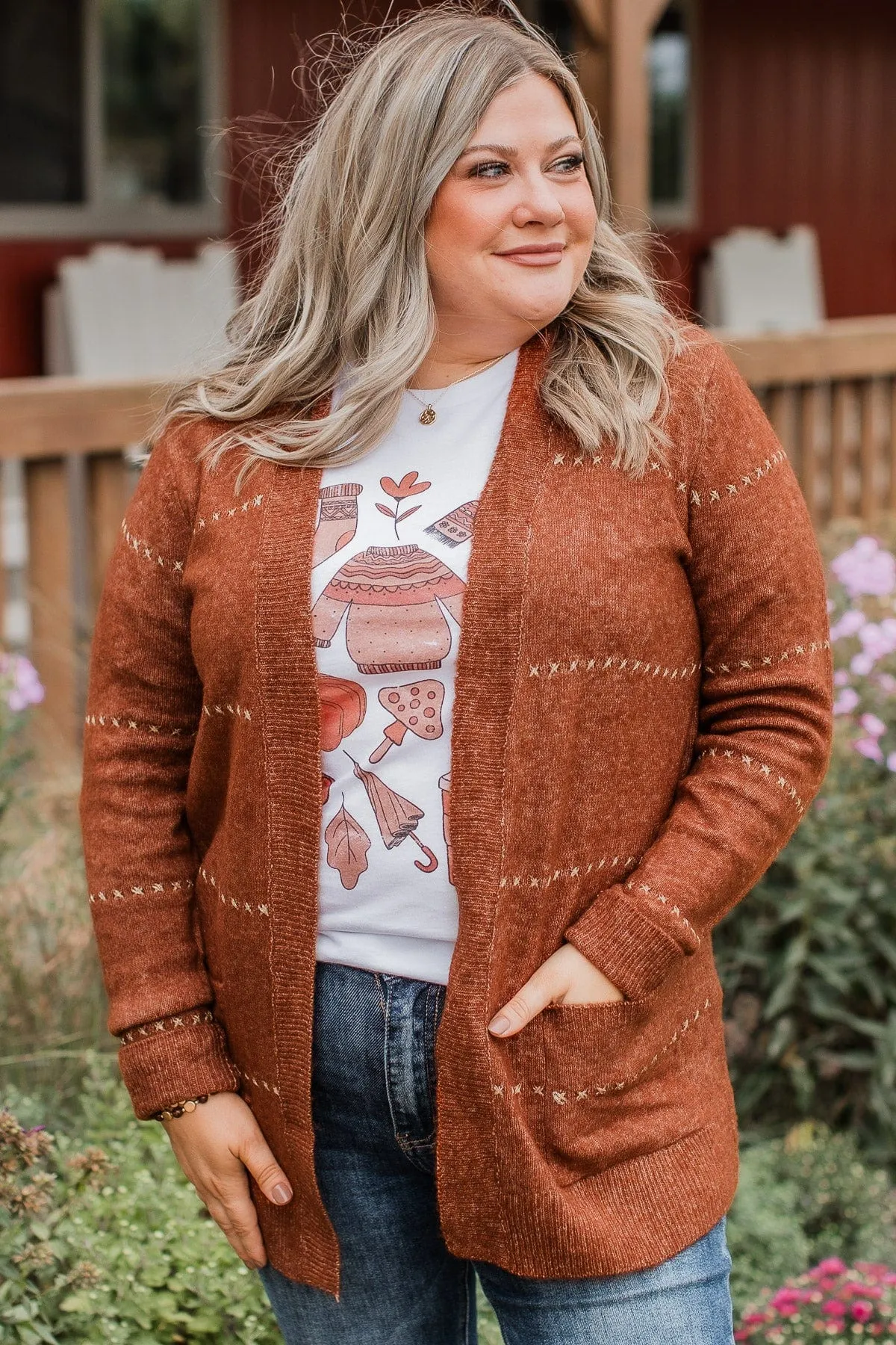 Oh So Lovely Open Front Cardigan- Copper