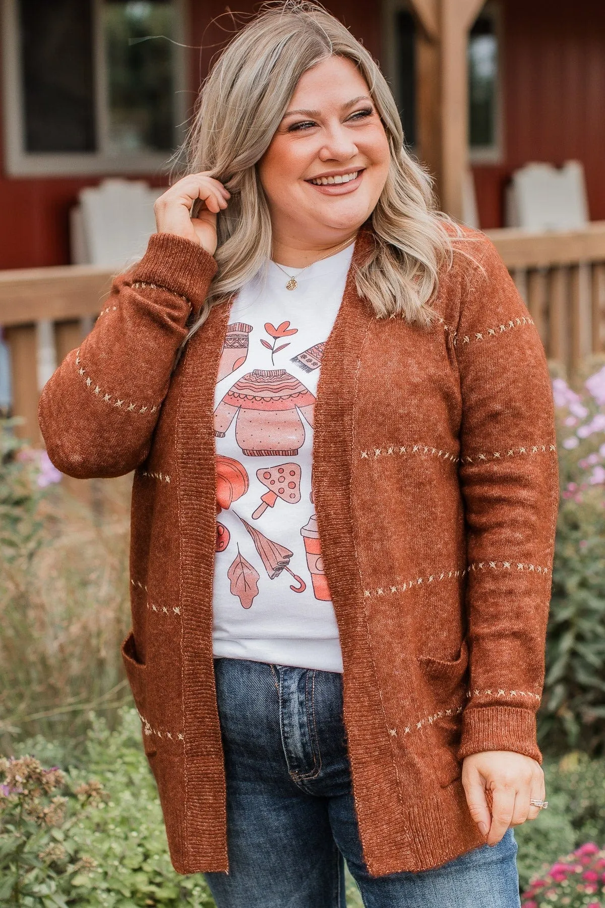 Oh So Lovely Open Front Cardigan- Copper