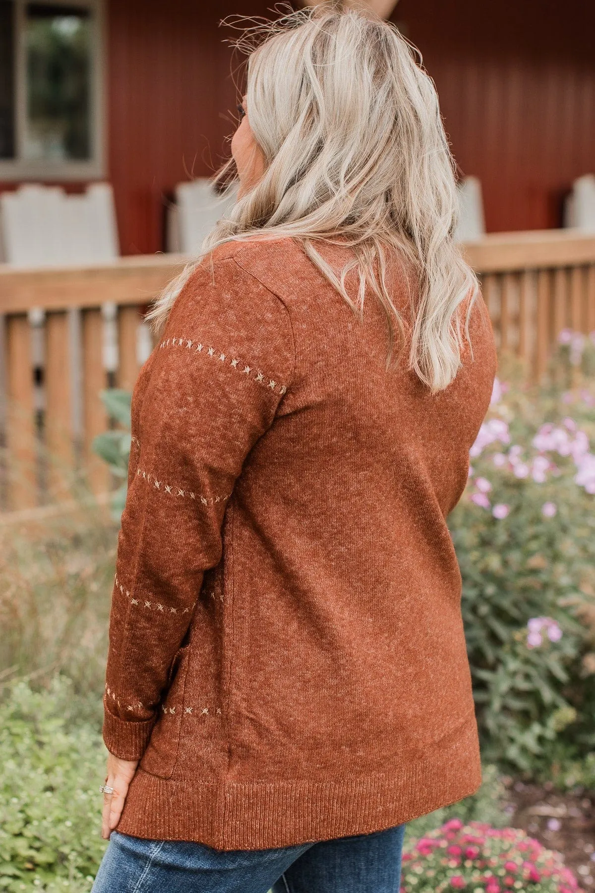 Oh So Lovely Open Front Cardigan- Copper