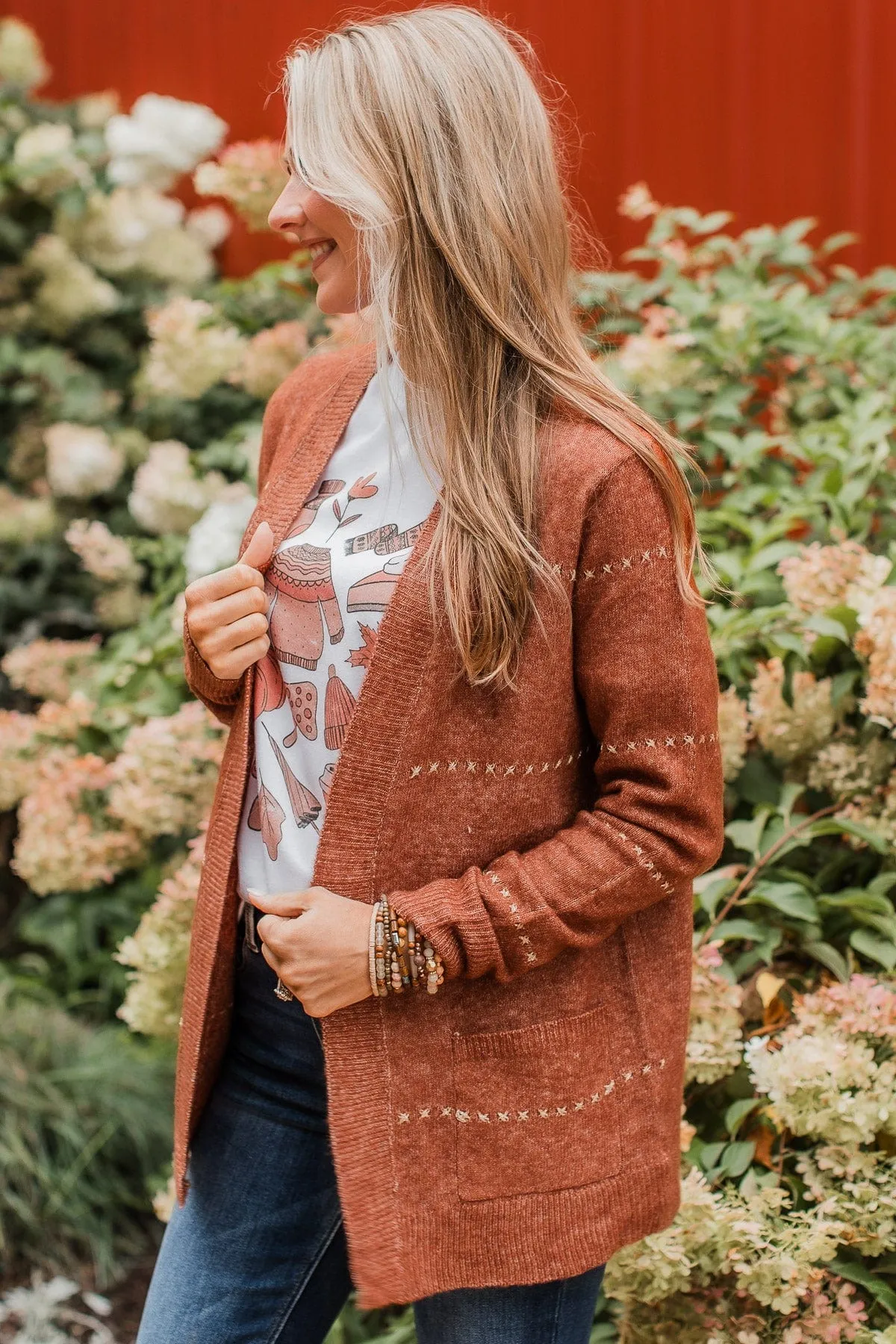 Oh So Lovely Open Front Cardigan- Copper