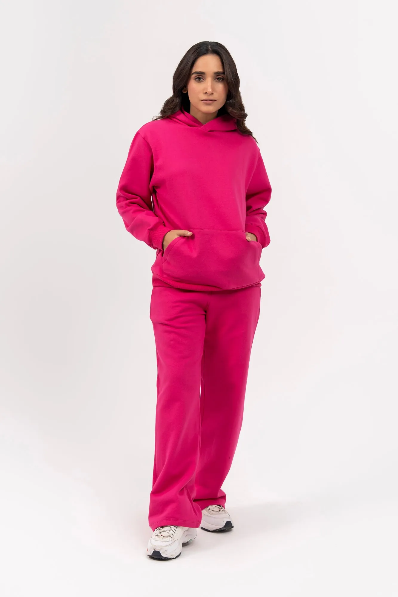 Oversized Hoodie in Fleece - Hot Pink