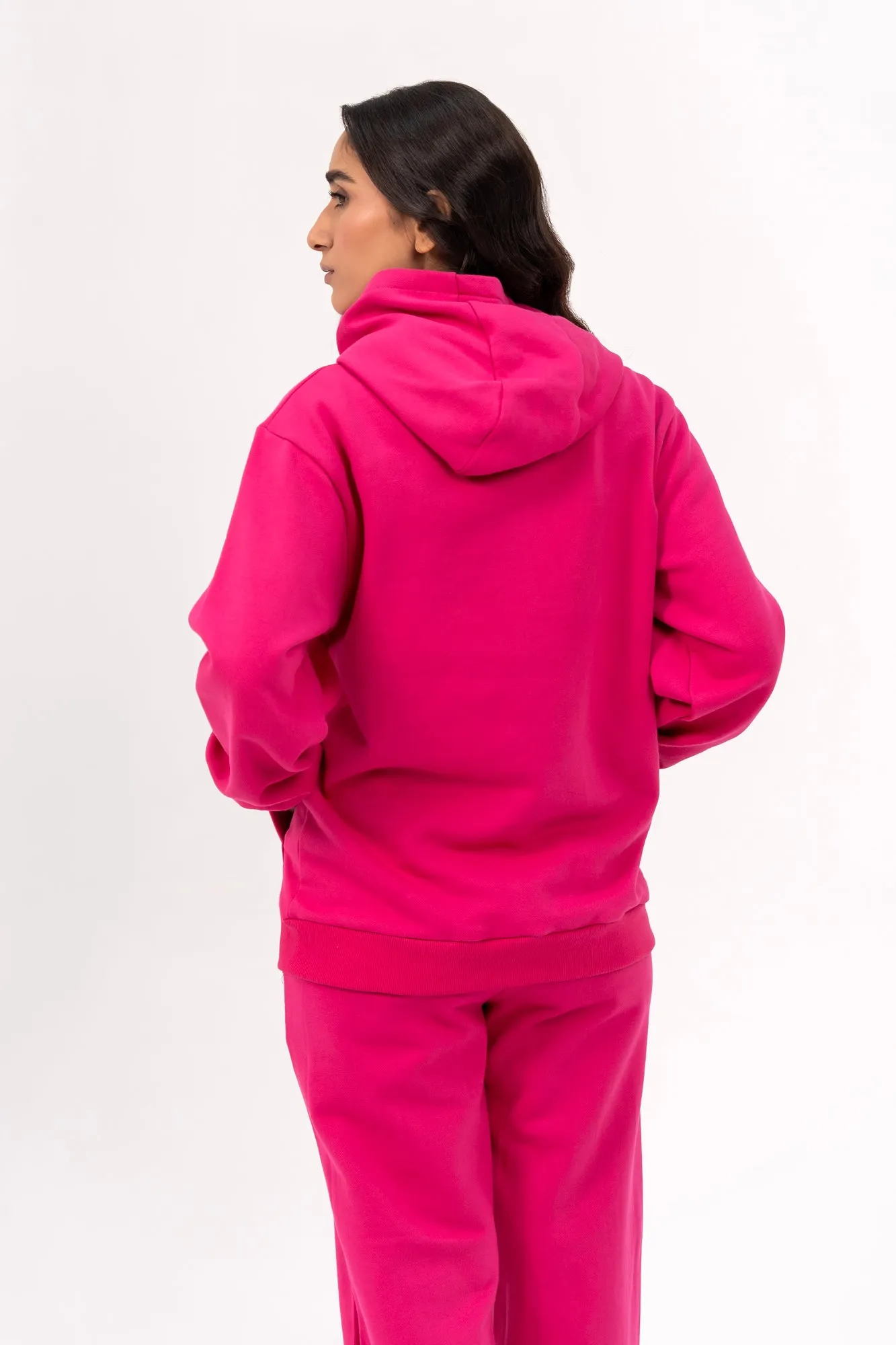 Oversized Hoodie in Fleece - Hot Pink