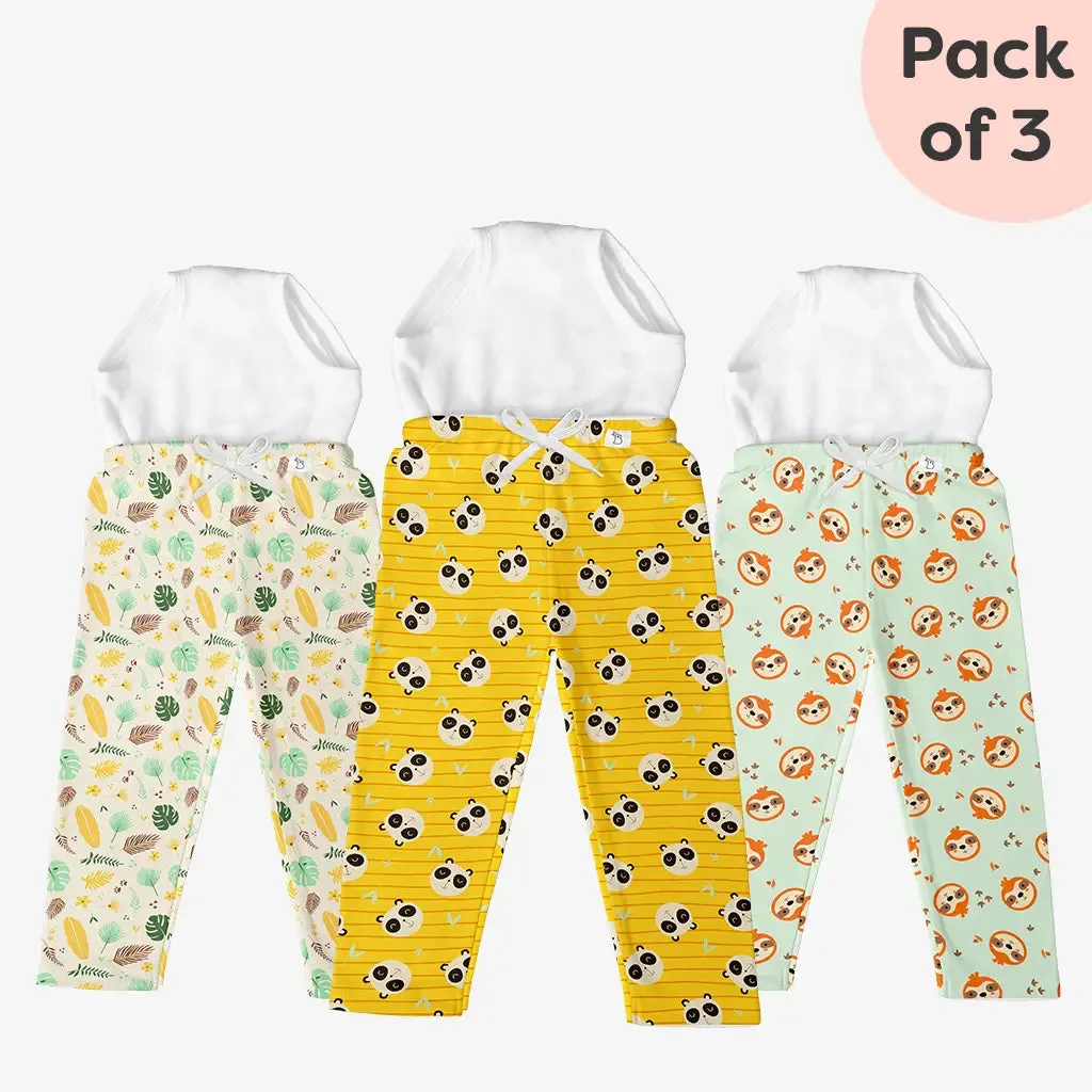 Pack of 3 Diaper Pants with drawstring - Jungle Jam