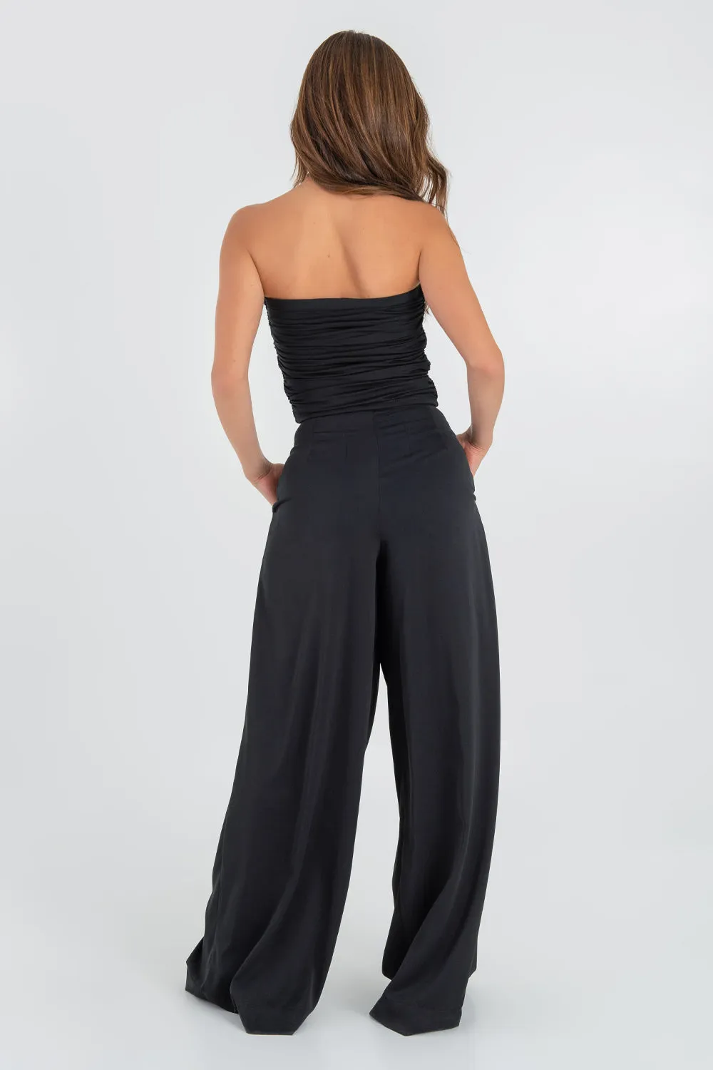 Pantalon de fit palazzo con plisados