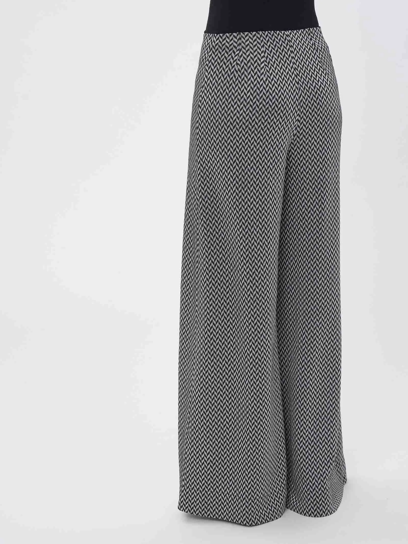 Pantalone a palazzo in tessuto Eco Jacquard - Fant.Nero