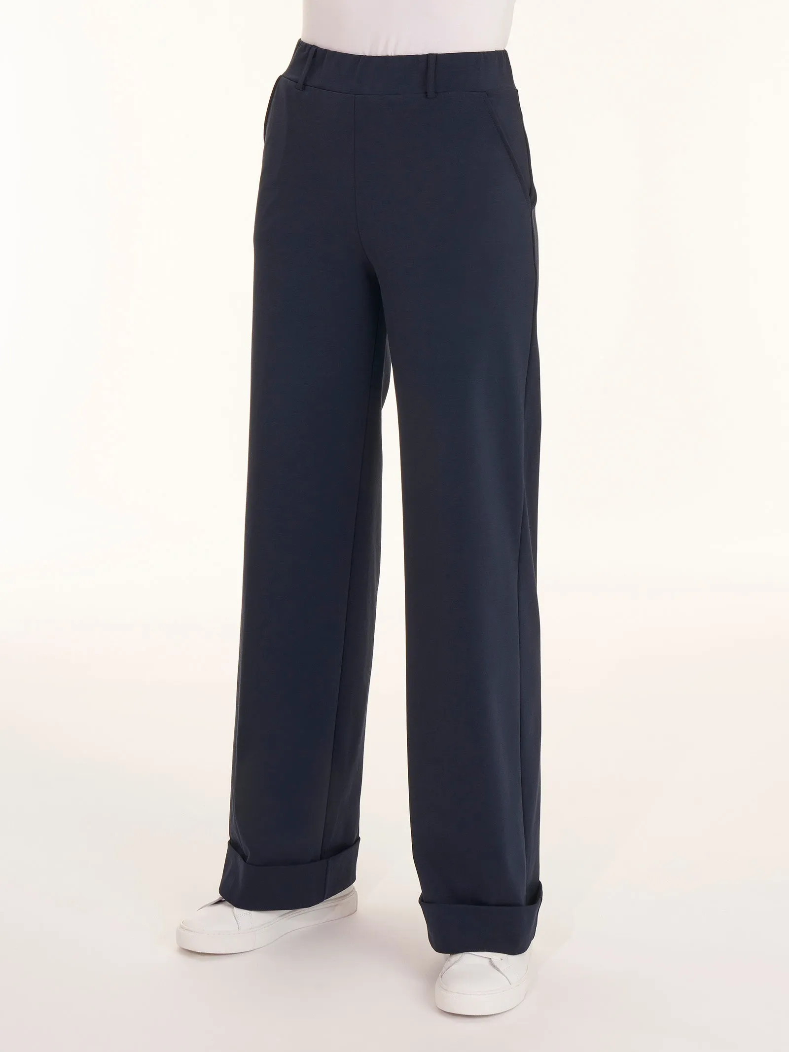 Pantalone ampio con tasche in Compact Light - Bleu