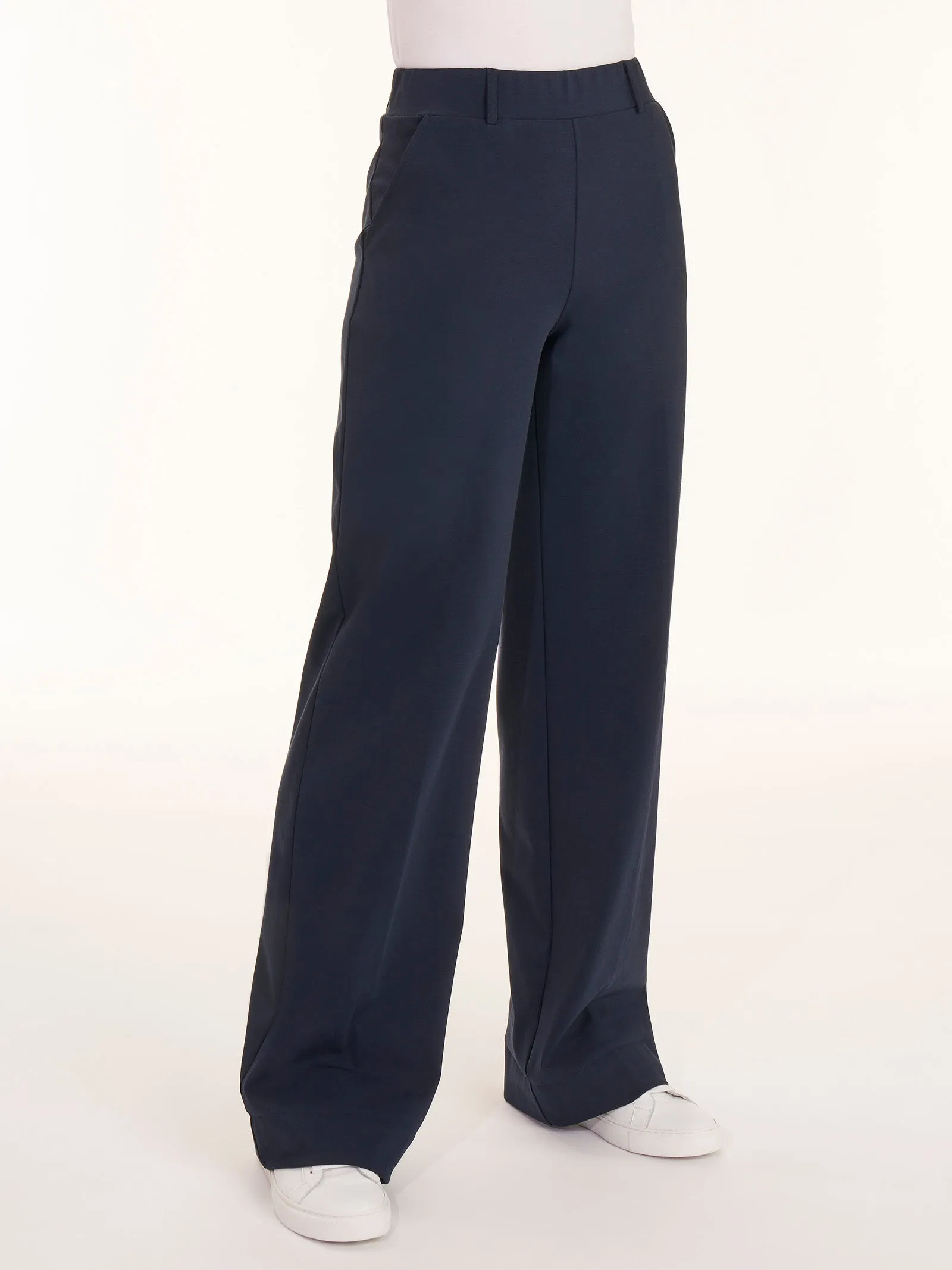 Pantalone ampio con tasche in Compact Light - Bleu