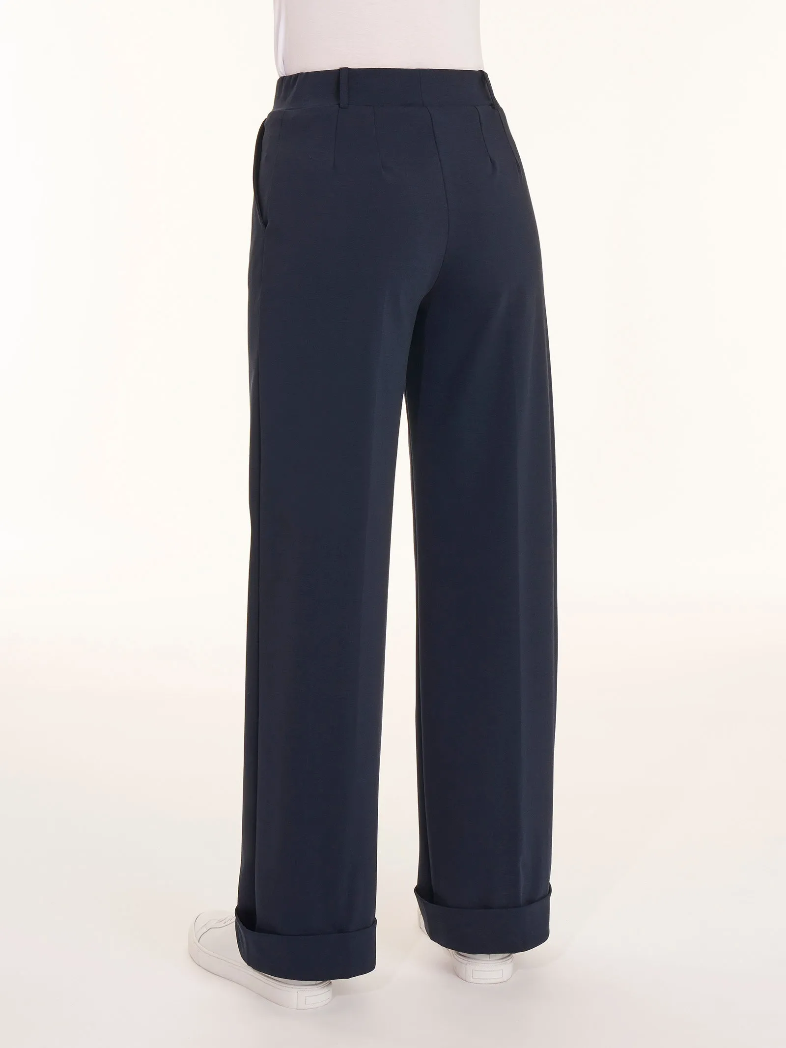 Pantalone ampio con tasche in Compact Light - Bleu