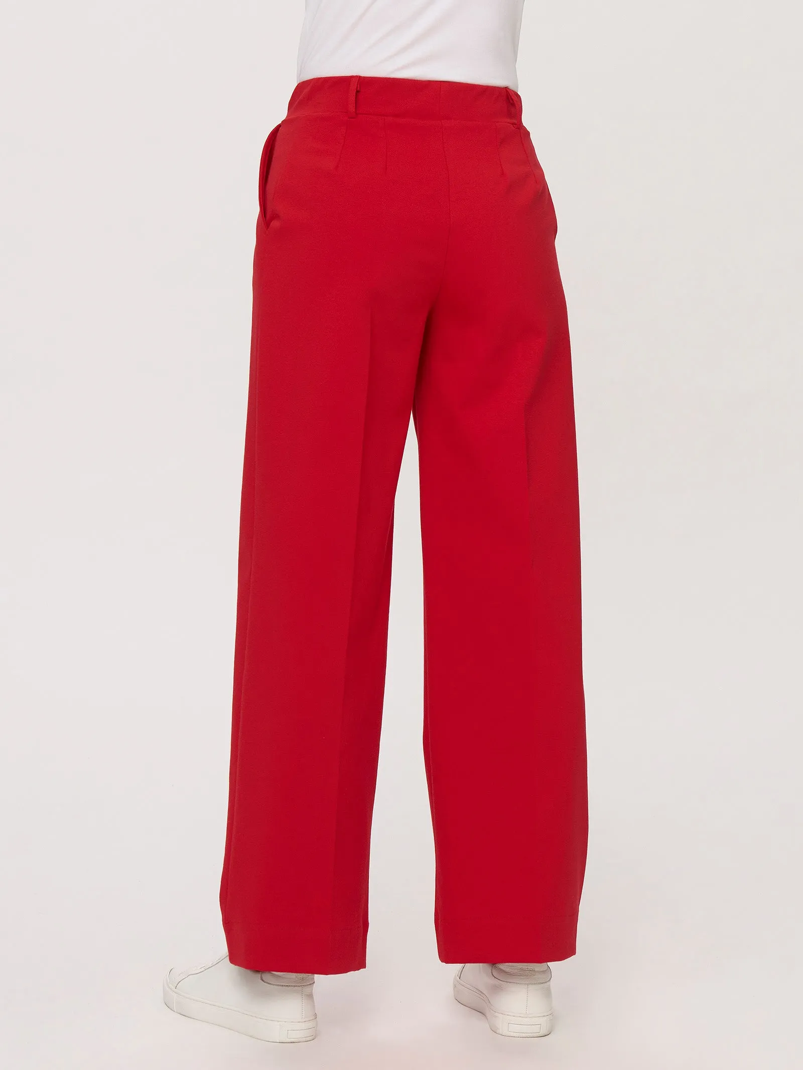 Pantalone ampio con tasche in Compact Light - Salsa