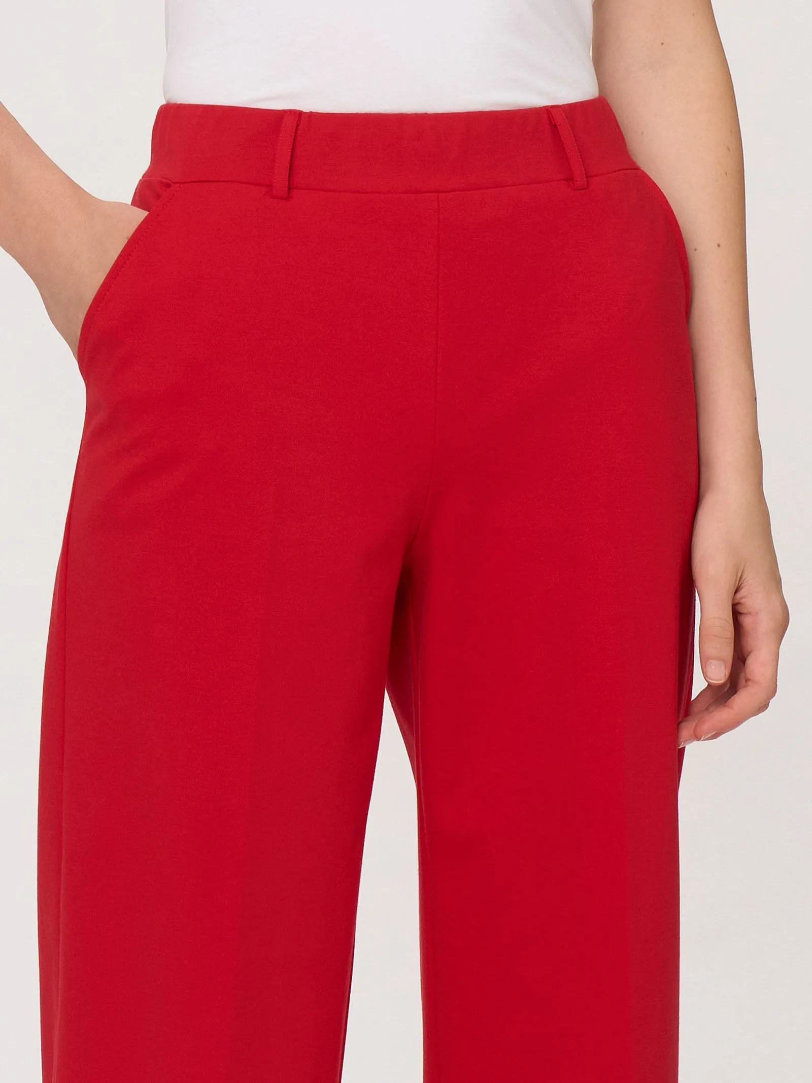 Pantalone ampio con tasche in Compact Light - Salsa