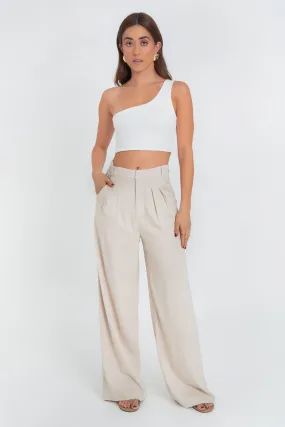 Pantalón fit wide leg con pinzas de cintura alta