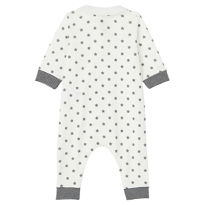 Petit Bateau Baby Tusee Pyjamas White With Grey Star Print