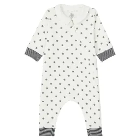 Petit Bateau Baby Tusee Pyjamas White With Grey Star Print