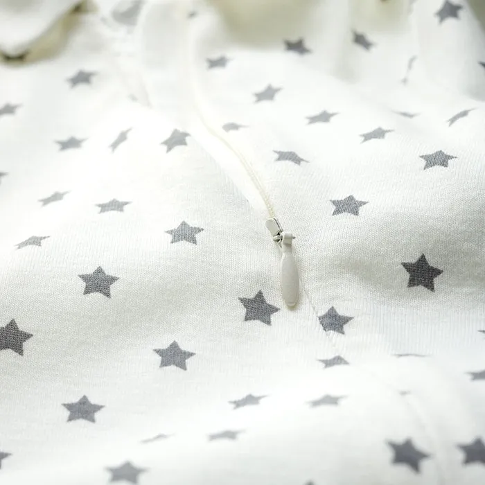 Petit Bateau Baby Tusee Pyjamas White With Grey Star Print