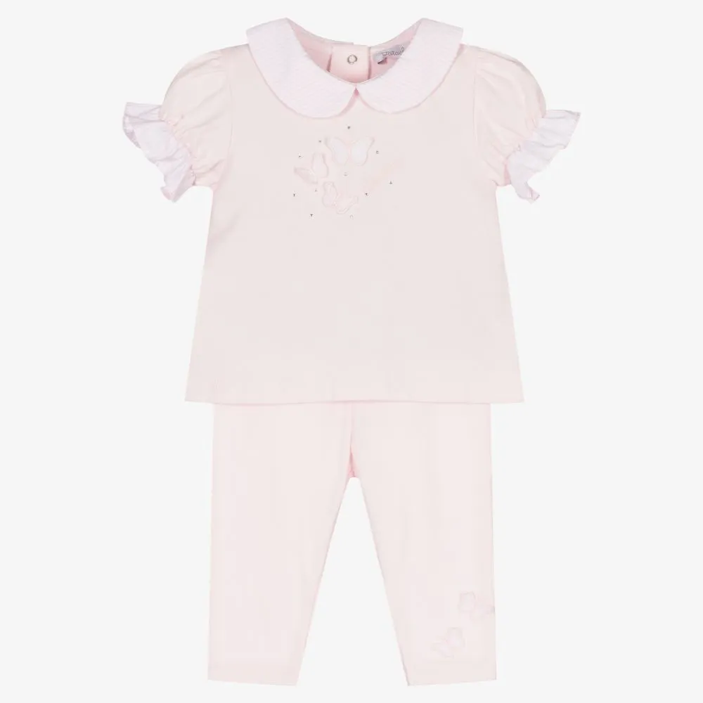 Pink Cotton Baby Leggings Set