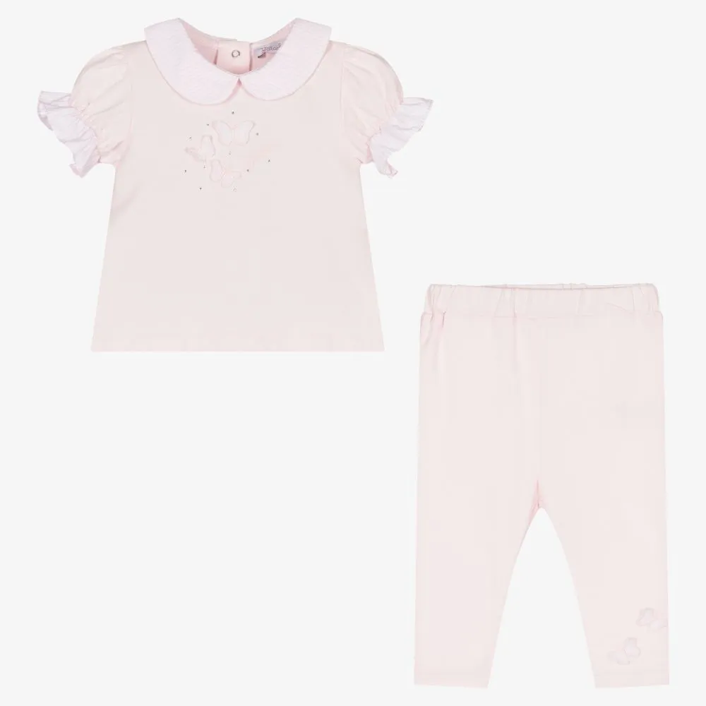 Pink Cotton Baby Leggings Set