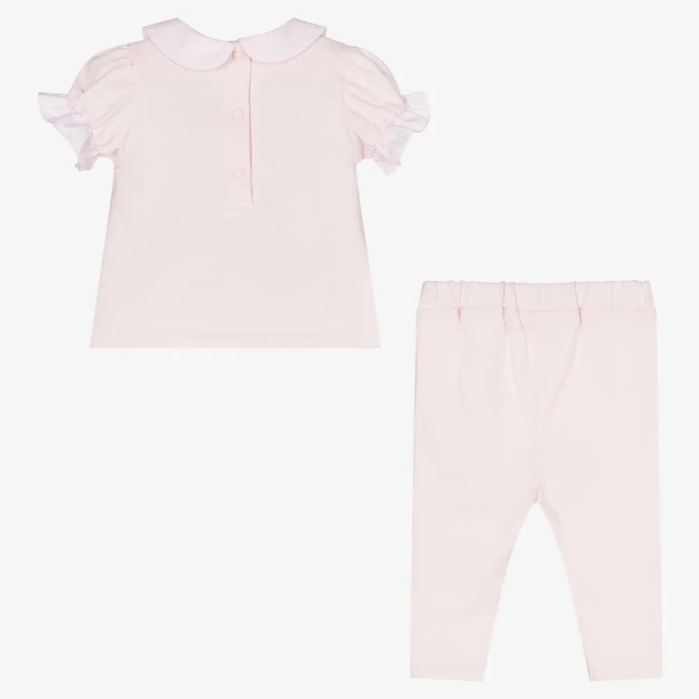 Pink Cotton Baby Leggings Set