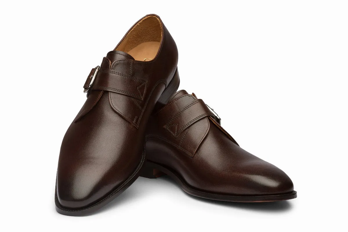 Plain Toe Single Monktrap - Dark Brown