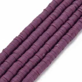 Polymer Clay Beads, Fimo, Katsuki, Heishi, Flat, Round, Purple, 4mm