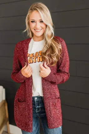 Props To You Sprinkle Knit Cardigan- Burgundy