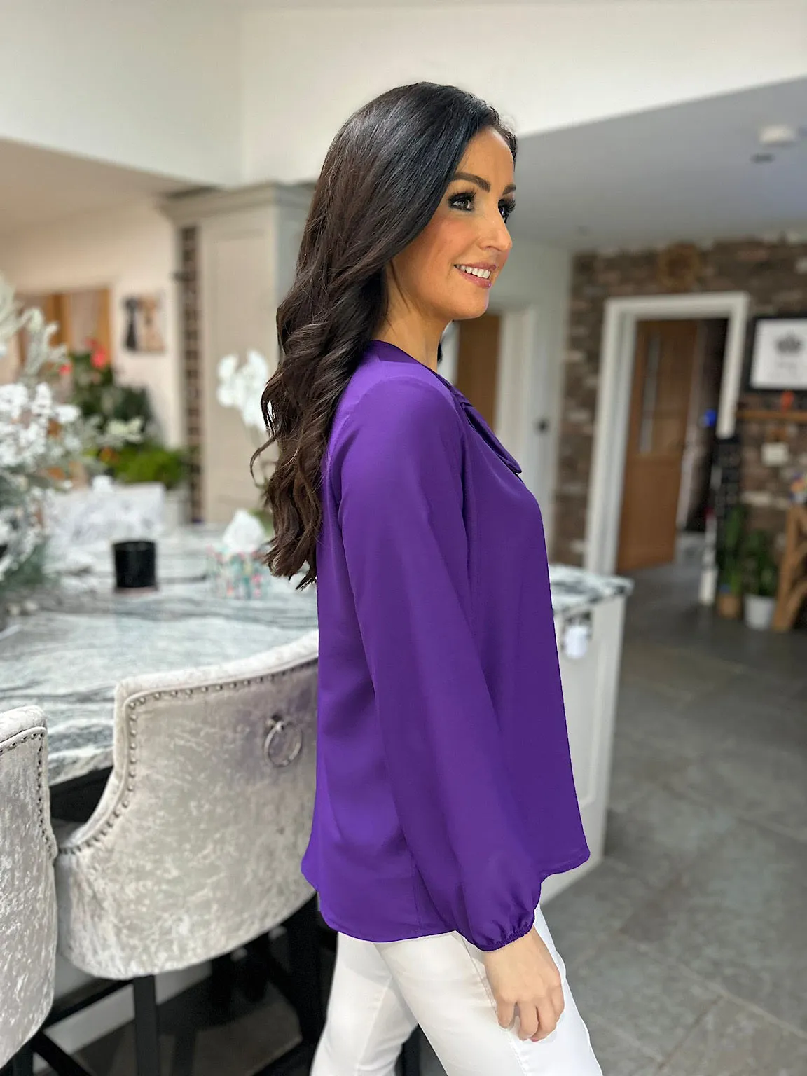 Purple Bow Detail Blouse Amanda