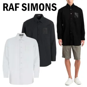 RAF SIMONS  |Long Sleeves Plain Cotton Logo Designers Shirts