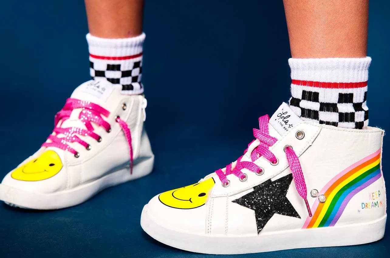 Rainbow Smiley Hi Top Sneaker