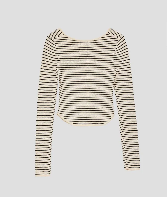 RECTO  |Stripes Long Sleeves V-neck & Crew neck