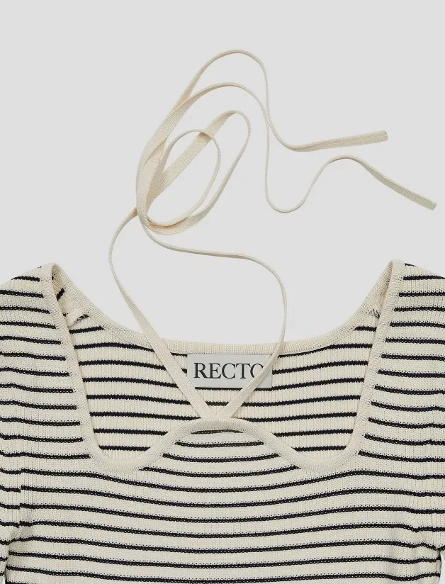 RECTO  |Stripes Long Sleeves V-neck & Crew neck