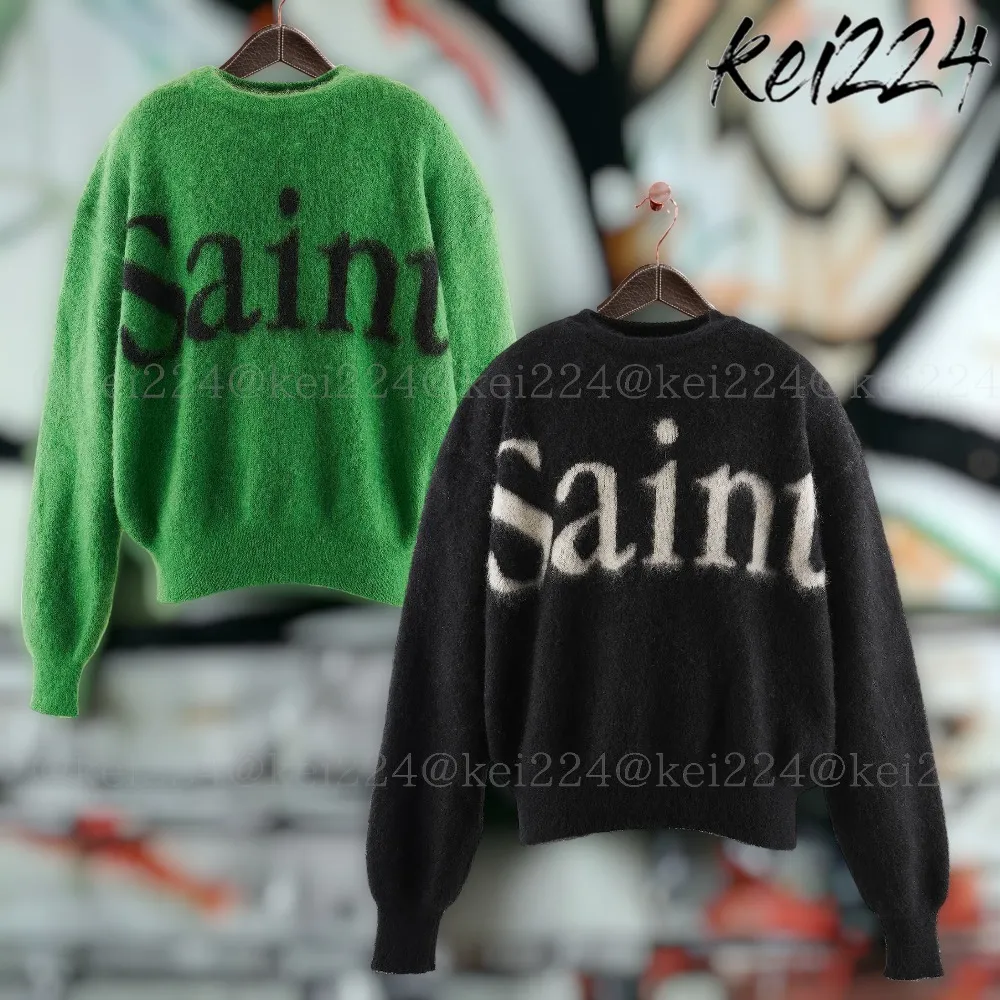 Saint Mxxxxxx  |Crew Neck Pullovers Unisex Wool Nylon Street Style Bi-color