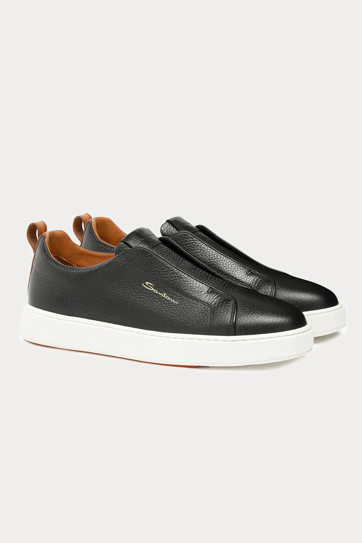 Santoni Lastik Bantl Deri Sneaker Ayakkab