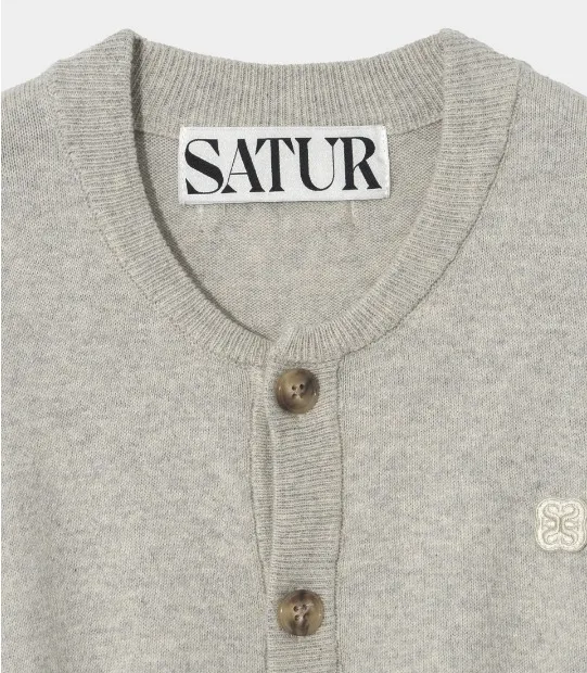 SATUR  |Unisex Wool Long Sleeves Cotton Logo Cardigans