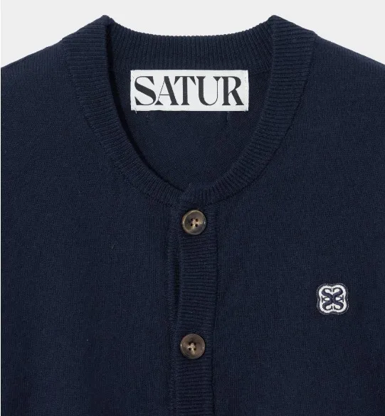 SATUR  |Unisex Wool Long Sleeves Cotton Logo Cardigans