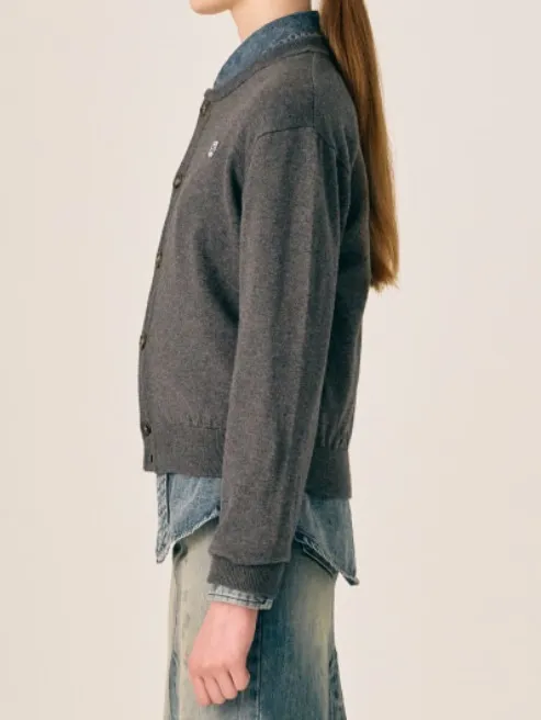 SATUR  |Unisex Wool Long Sleeves Cotton Logo Cardigans