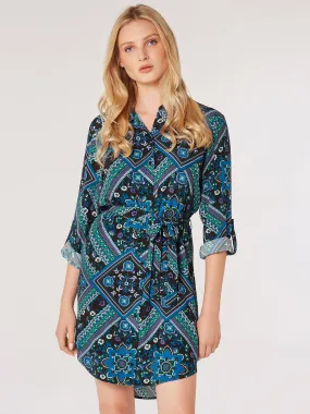 Scarf Print Shirt Mini Dress | Apricot Clothing